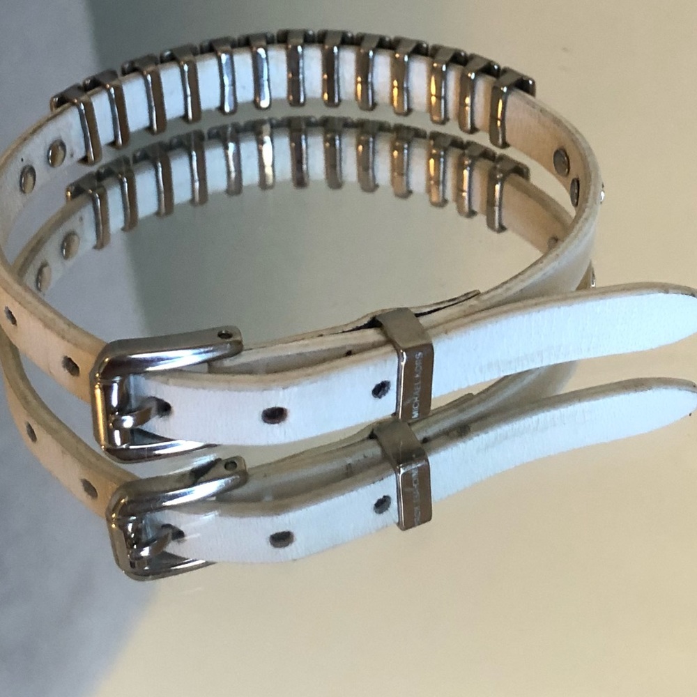 Michael Kors White Leather Wrap Bracelet